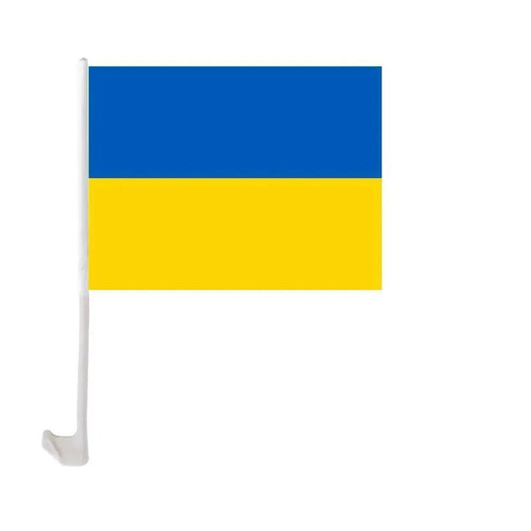 Ukraine Car Flag with Window Clip and Pole - Flag for Car Window