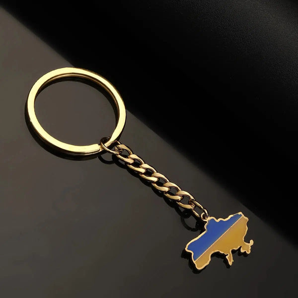 Ukraine Flag Map Keychain