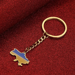 Ukraine Flag Map Keychain