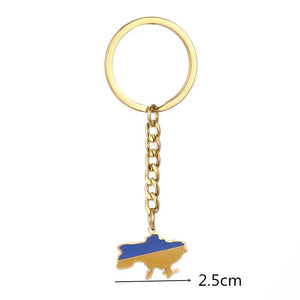 Ukraine Flag Map Keychain