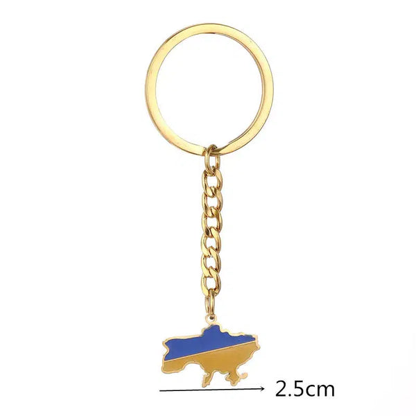 Ukraine Flag Map Keychain