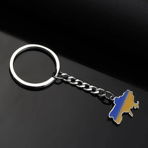 Ukraine Flag Map Keychain