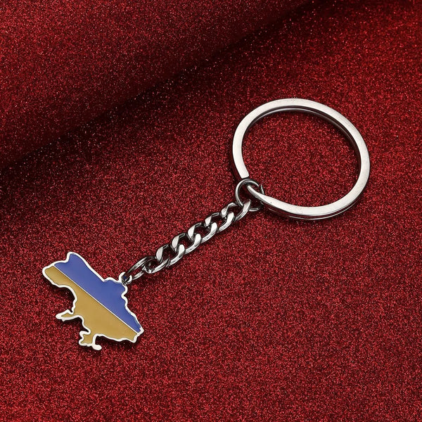 Ukraine Flag Map Keychain