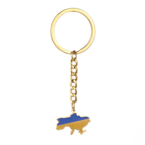 Ukraine Flag Map Keychain