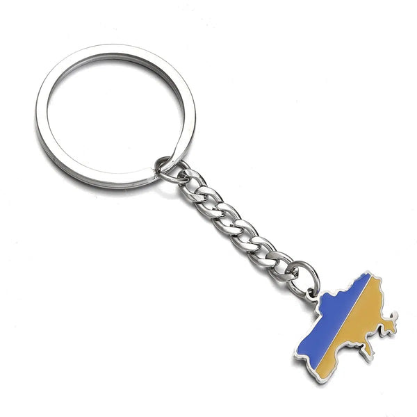 Ukraine Flag Map Keychain