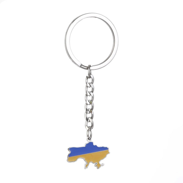 Ukraine Flag Map Keychain