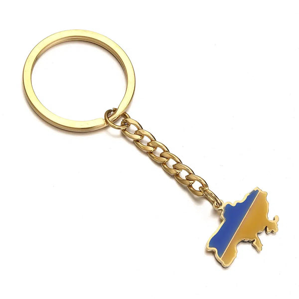 Ukraine Flag Map Keychain