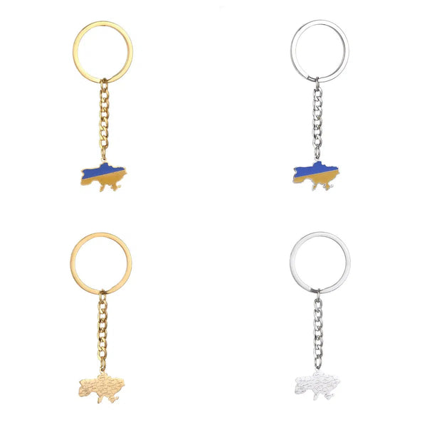 Ukraine Flag Map Keychain