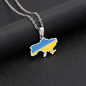 Ukraine Flag Map Necklace