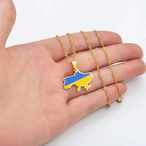 Ukraine Flag Map Necklace