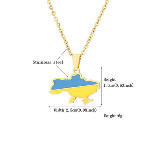 Ukraine Flag Map Necklace