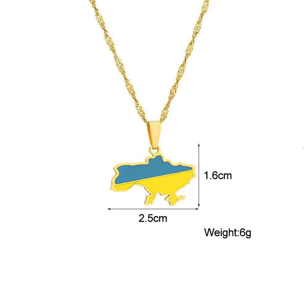 Ukraine Flag Map Necklace