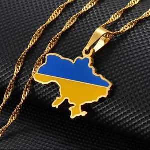 Ukraine Flag Map Necklace
