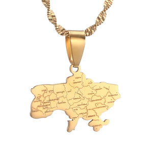 Ukraine Flag Map Necklace Collection