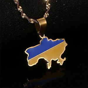 Ukraine Flag Map Necklace Collection