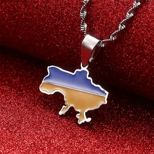 Ukraine Flag Map Necklace Collection