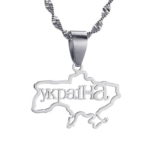 Ukraine Flag Map Necklace & Earrings Collection