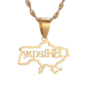 Ukraine Flag Map Necklace & Earrings Collection