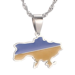 Ukraine Flag Map Necklace & Earrings Collection