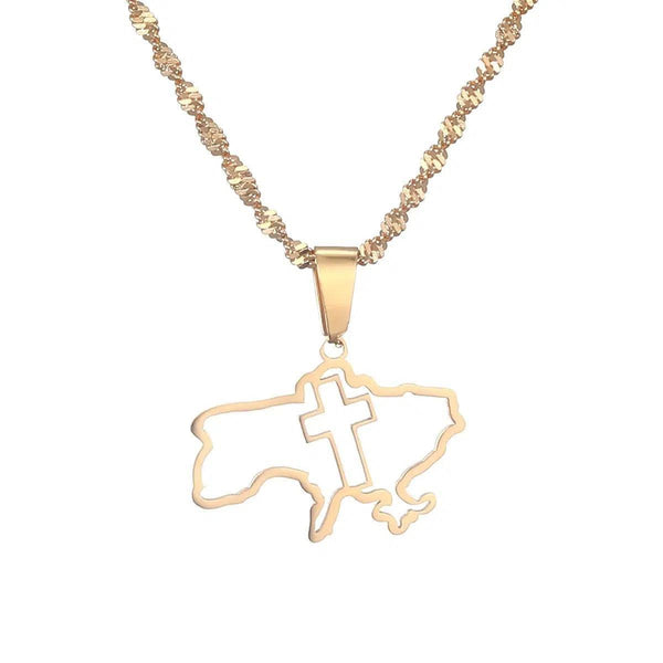 Ukraine Flag Map Necklace & Earrings Collection