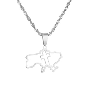 Ukraine Flag Map Necklace & Earrings Collection