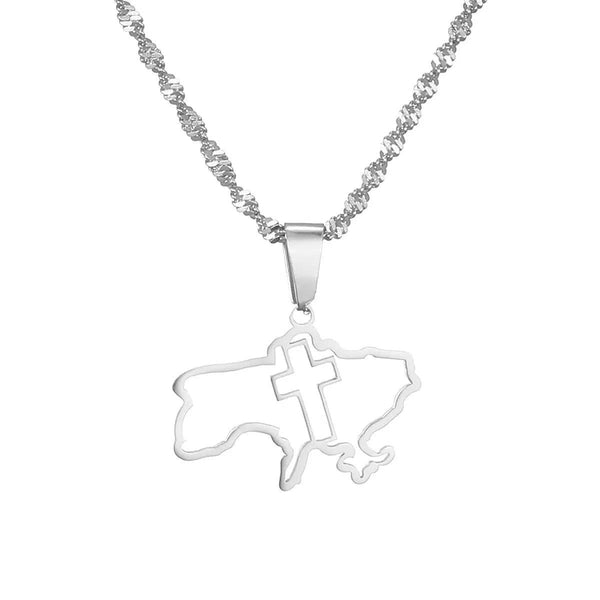 Ukraine Flag Map Necklace & Earrings Collection