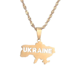 Ukraine Flag Map Necklace & Earrings Collection