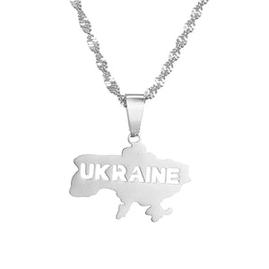 Ukraine Flag Map Necklace & Earrings Collection