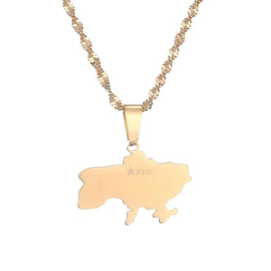 Ukraine Flag Map Necklace & Earrings Collection