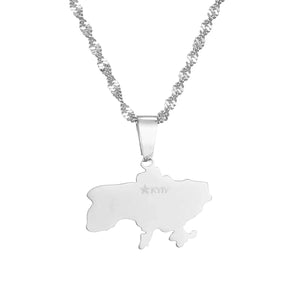 Ukraine Flag Map Necklace & Earrings Collection