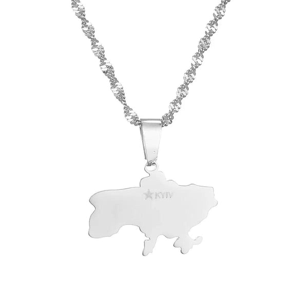 Ukraine Flag Map Necklace & Earrings Collection