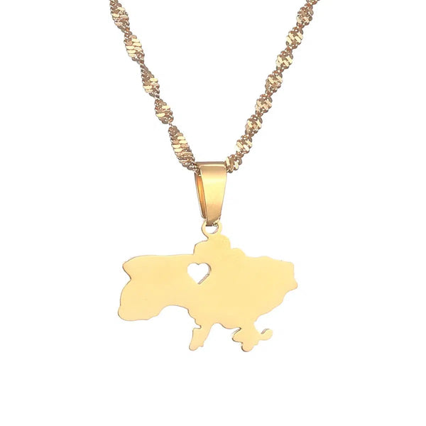 Ukraine Flag Map Necklace & Earrings Collection