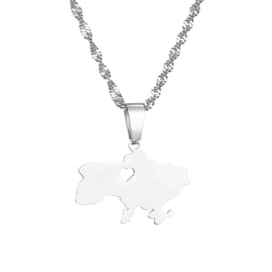 Ukraine Flag Map Necklace & Earrings Collection