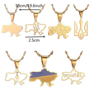 Ukraine Flag Map Necklace & Earrings Collection