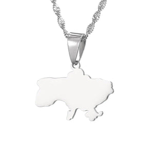 Ukraine Flag Map Necklace & Earrings Collection
