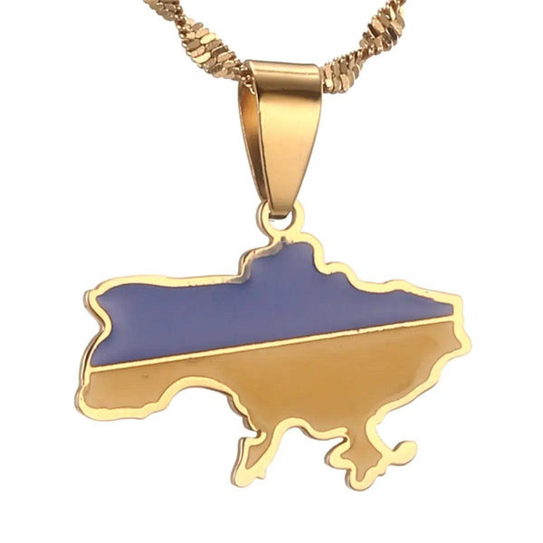Ukraine Flag Map Necklace & Earrings Collection