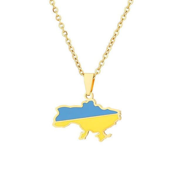 Ukraine Flag Map Necklace