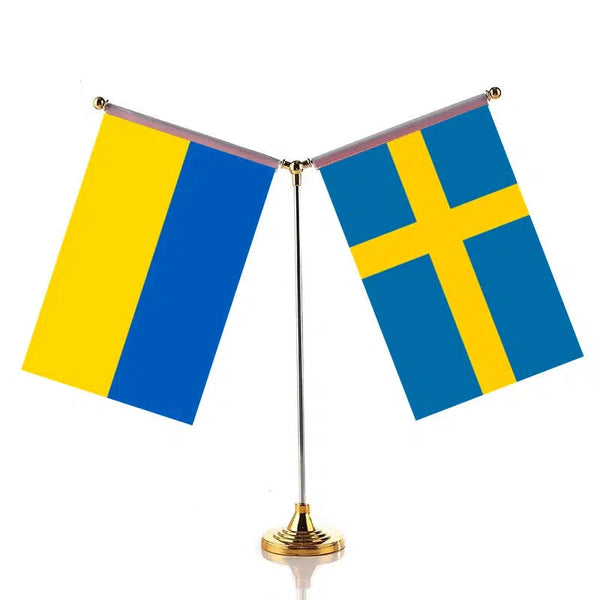Ukraine Iceland Desk Flag - Custom Table Flags (Small)