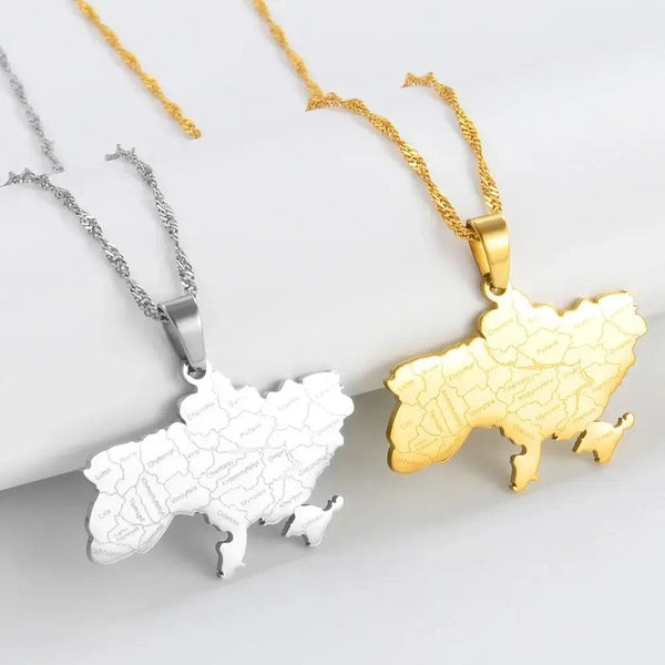 Ukraine Map Necklace