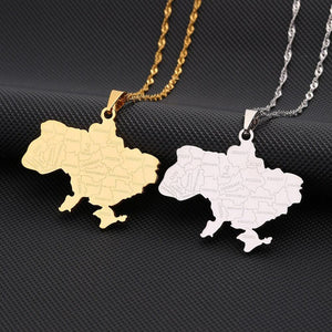Ukraine Map Necklace
