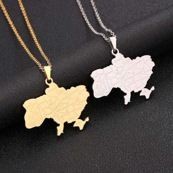 Ukraine Map Necklace