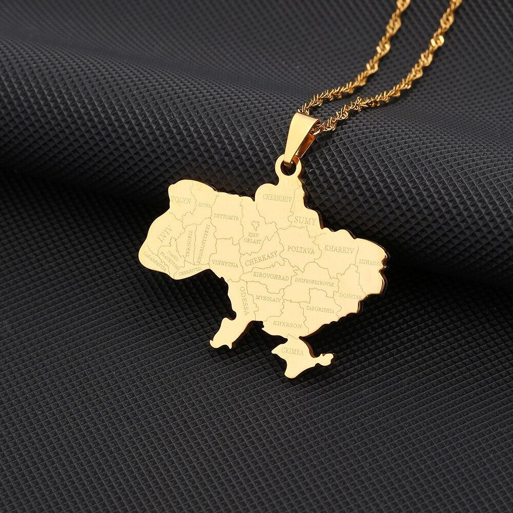 Ukraine Map Necklace