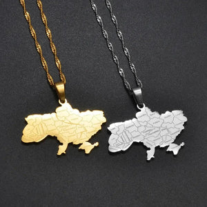 Ukraine Map Necklace