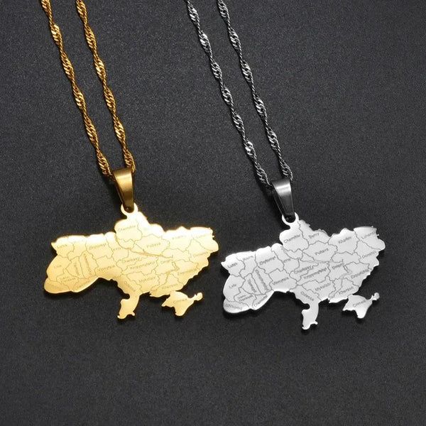 Ukraine Map Necklace