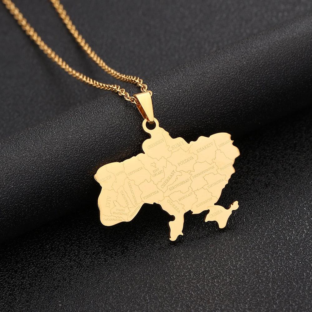 Ukraine Map Necklace