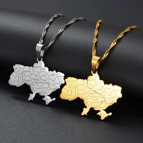 Ukraine Map Necklace