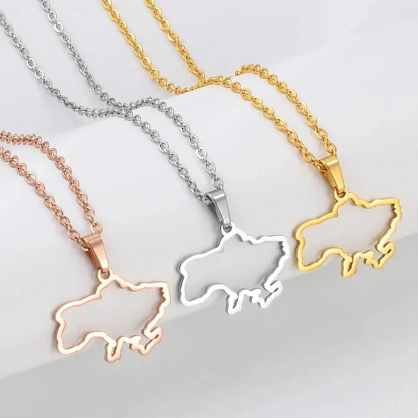 Ukraine Map Necklace