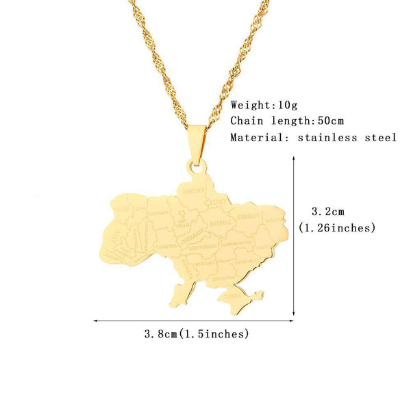 Ukraine Map Necklace