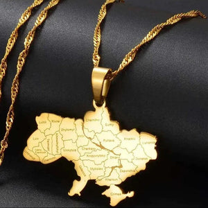 Ukraine Map Necklace