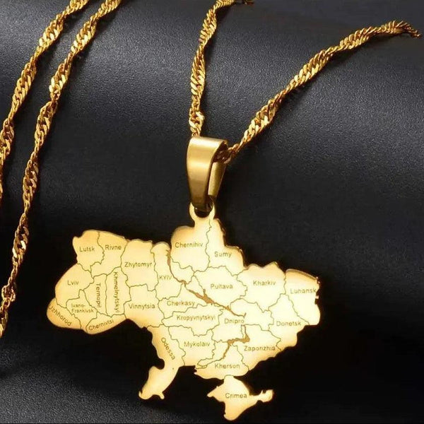 Ukraine Map Necklace
